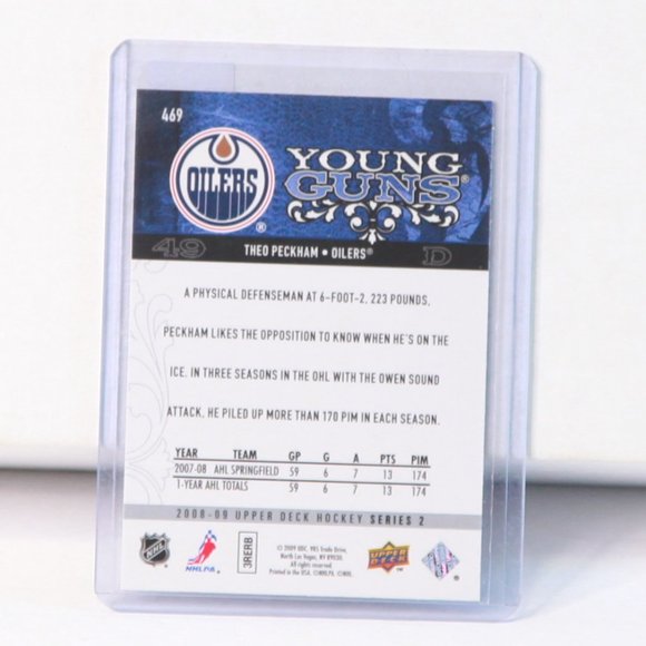 Theo Peckham Upper Deck Young Guns 2008/09 *Rookie Card* Edmonton Oilers - Picture 2 of 2
